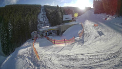 Modrá sjezdovka - dojezd k lanové dráze