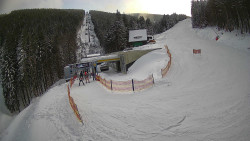 Modrá sjezdovka - dojezd k lanové dráze