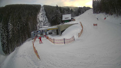 Modrá sjezdovka - dojezd k lanové dráze