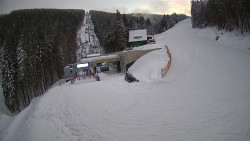 Modrá sjezdovka - dojezd k lanové dráze