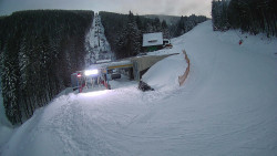 Modrá sjezdovka - dojezd k lanové dráze