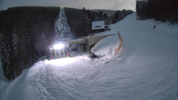 Modrá sjezdovka - dojezd k lanové dráze