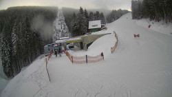 Modrá sjezdovka - dojezd k lanové dráze