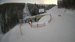 Modrá sjezdovka - dojezd k lanové dráze