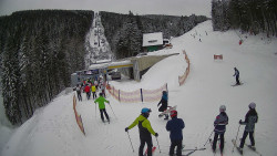 Modrá sjezdovka - dojezd k lanové dráze