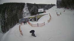 Modrá sjezdovka - dojezd k lanové dráze