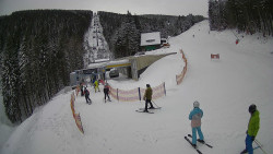 Modrá sjezdovka - dojezd k lanové dráze