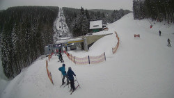 Modrá sjezdovka - dojezd k lanové dráze