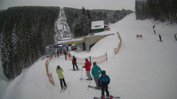 Modrá sjezdovka - dojezd k lanové dráze