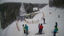 Modrá sjezdovka - dojezd k lanové dráze