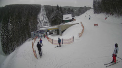 Modrá sjezdovka - dojezd k lanové dráze