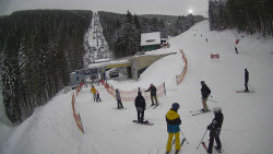 Modrá sjezdovka - dojezd k lanové dráze