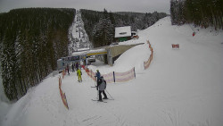 Modrá sjezdovka - dojezd k lanové dráze