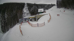 Modrá sjezdovka - dojezd k lanové dráze