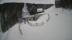 Modrá sjezdovka - dojezd k lanové dráze