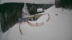 Modrá sjezdovka - dojezd k lanové dráze