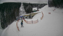 Modrá sjezdovka - dojezd k lanové dráze