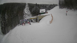 Modrá sjezdovka - dojezd k lanové dráze