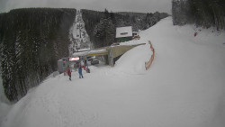 Modrá sjezdovka - dojezd k lanové dráze