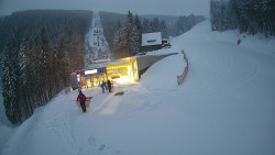 Modrá sjezdovka - dojezd k lanové dráze