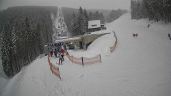 Modrá sjezdovka - dojezd k lanové dráze