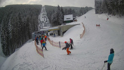 Modrá sjezdovka - dojezd k lanové dráze