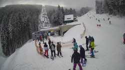 Modrá sjezdovka - dojezd k lanové dráze