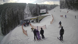 Modrá sjezdovka - dojezd k lanové dráze