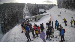 Modrá sjezdovka - dojezd k lanové dráze