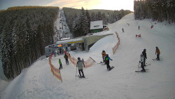 Modrá sjezdovka - dojezd k lanové dráze