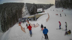 Modrá sjezdovka - dojezd k lanové dráze