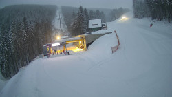 Modrá sjezdovka - dojezd k lanové dráze