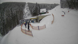 Modrá sjezdovka - dojezd k lanové dráze