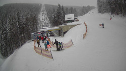 Modrá sjezdovka - dojezd k lanové dráze