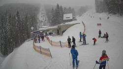 Modrá sjezdovka - dojezd k lanové dráze