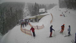 Modrá sjezdovka - dojezd k lanové dráze