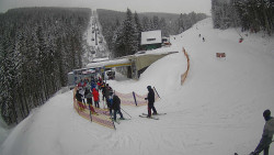 Modrá sjezdovka - dojezd k lanové dráze