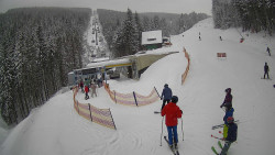 Modrá sjezdovka - dojezd k lanové dráze