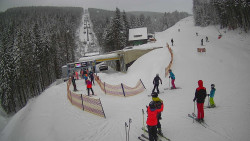 Modrá sjezdovka - dojezd k lanové dráze