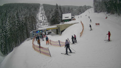 Modrá sjezdovka - dojezd k lanové dráze