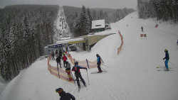 Modrá sjezdovka - dojezd k lanové dráze