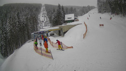 Modrá sjezdovka - dojezd k lanové dráze