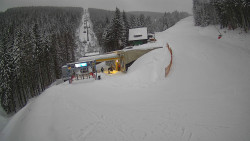 Modrá sjezdovka - dojezd k lanové dráze