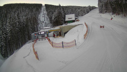 Modrá sjezdovka - dojezd k lanové dráze