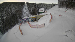 Modrá sjezdovka - dojezd k lanové dráze