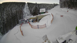 Modrá sjezdovka - dojezd k lanové dráze