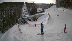 Modrá sjezdovka - dojezd k lanové dráze