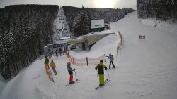 Modrá sjezdovka - dojezd k lanové dráze