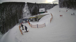 Modrá sjezdovka - dojezd k lanové dráze