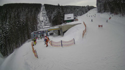 Modrá sjezdovka - dojezd k lanové dráze